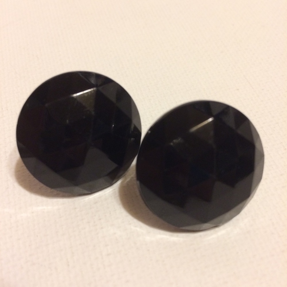 Atq Faceted Glass Screw Back Earrings West Germany
